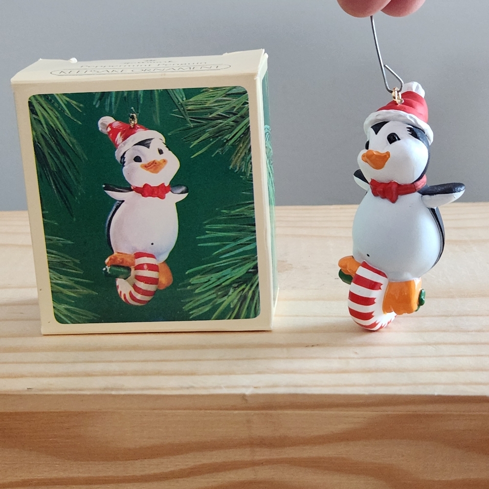 Vintage Hallmark Peppermint Penguin Tree Ornament